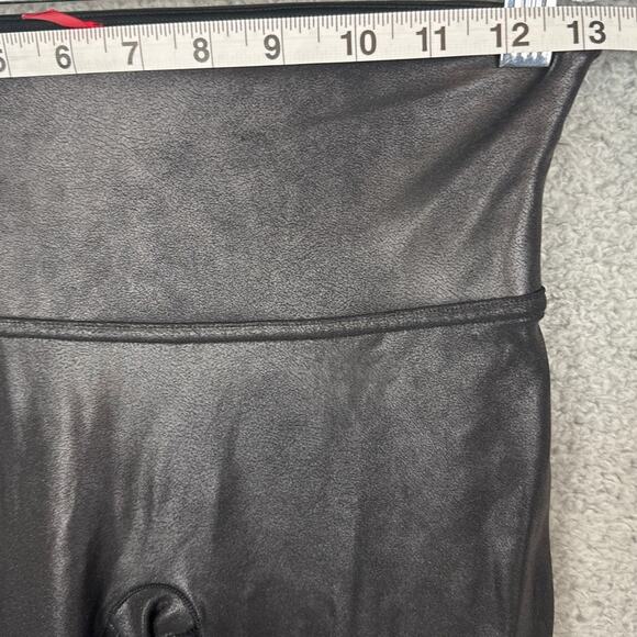 Spanx Women's Black Faux Leather Shaping Leggings Size MP Edgy Fall Winter Style - Picture 6 of 9